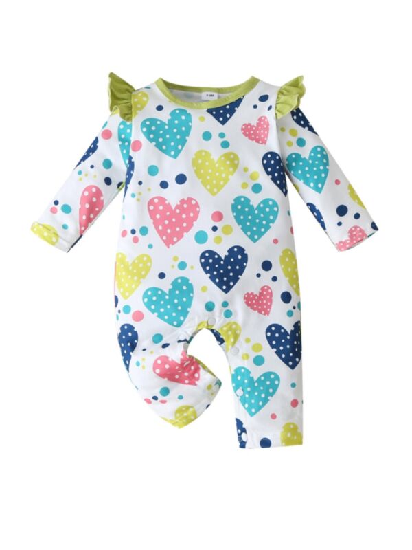 Baby Girl Colorful Love Heart Jumpsuit 