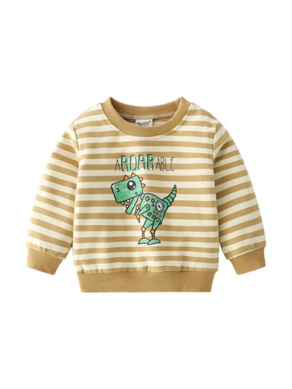 Kid Boy Dinsoaur Stripe Sweatshirt