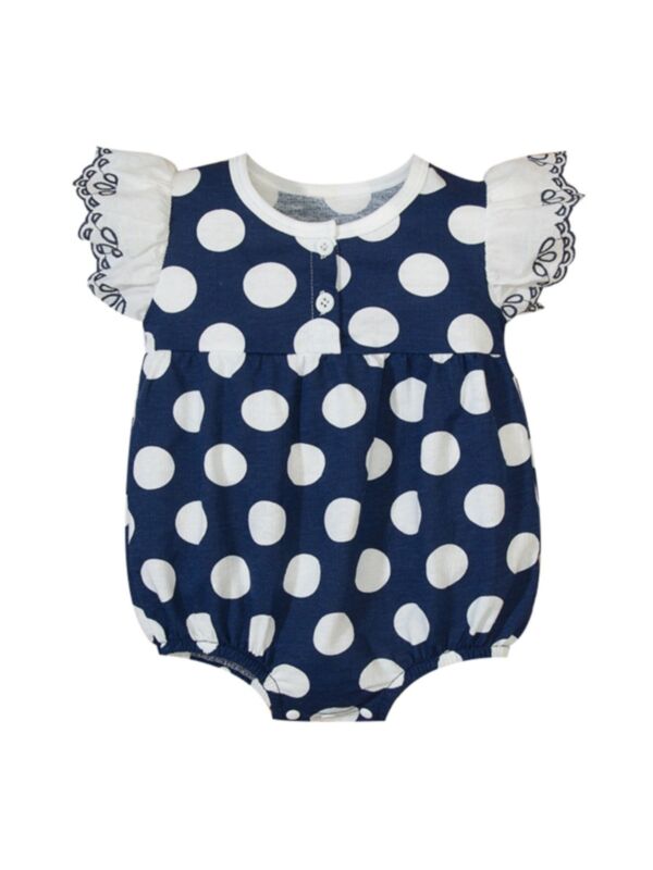 Baby Girl Flutter Sleeve Polka Dots Bodysuit