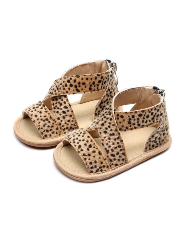 Infant Baby Girls Leopard Print Open Toe Crib Sandals