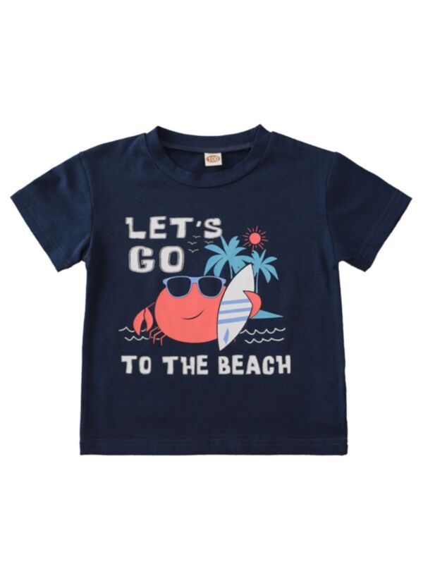 Let's Go To The Beach Kid Boy Crab Tee