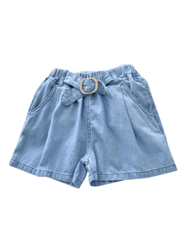 6-Pack Kid Girl Belted Denim Shorts