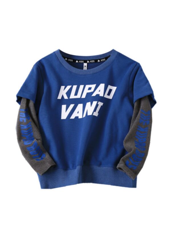 Fake Two Pieces Kid Boy Letter Top