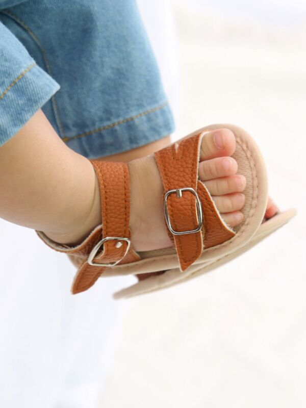 Baby Girl Solid Color Buckle Sandals