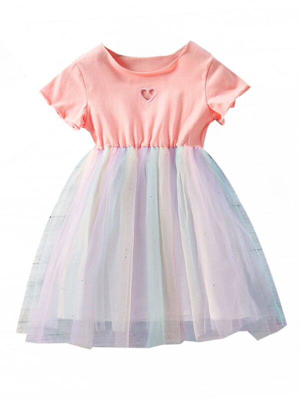 Kid Girl Love Heart Mesh Dress