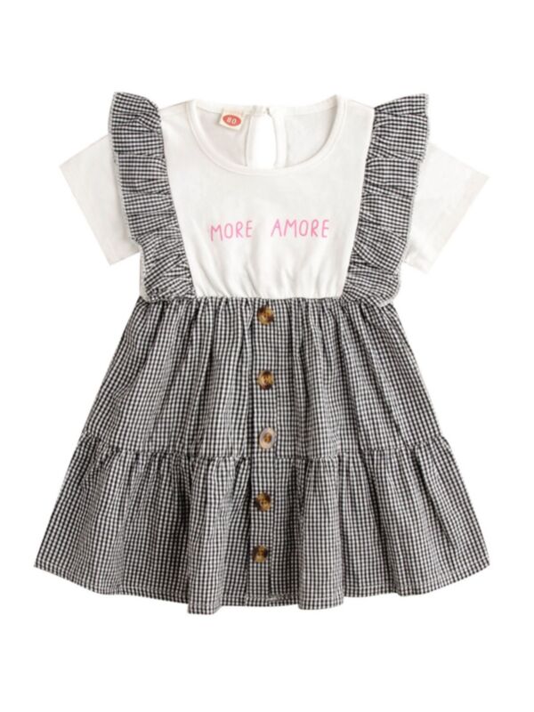 Baby Girl Fake Two Piece More Amore Plaid Dress