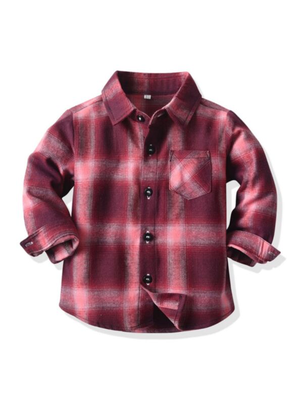 Button Up Plaid Shirt Little Boy Wholesale Clothing 210119783
