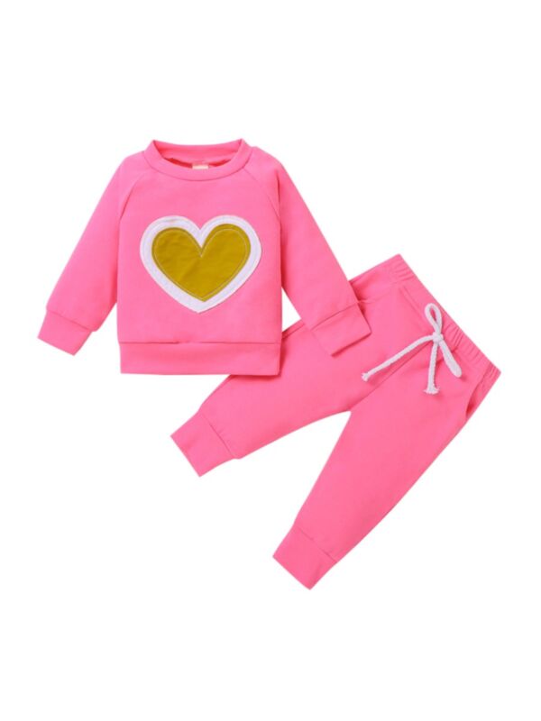 2 Pieces Baby Toddler Girl Love heart Set Top And Pants