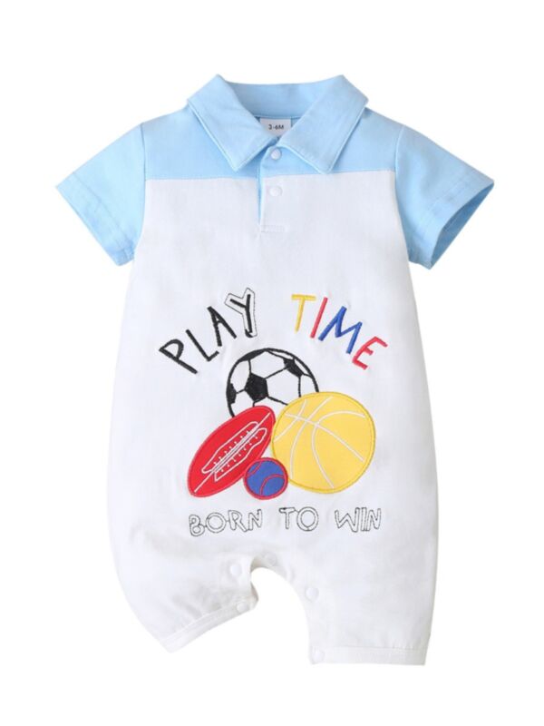 Play Time Born To Win Baby Boy Polo Romper