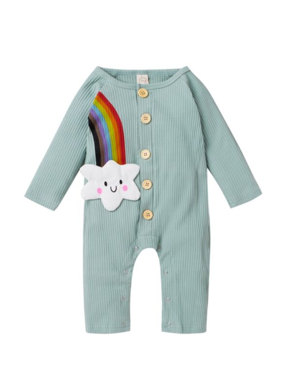 Baby Girl Ribbed Rainbow Jumpsuit 