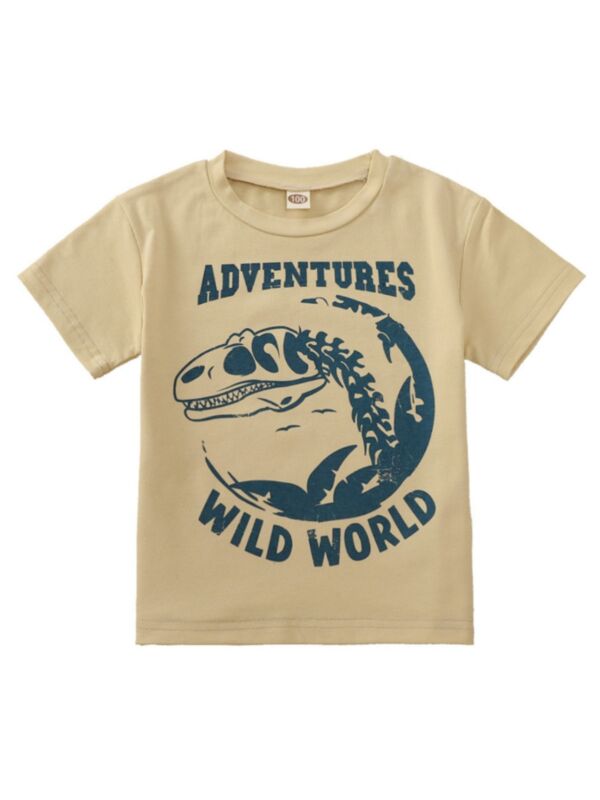 Kid Boy Adventures Wild World Dinosaur Print Tee