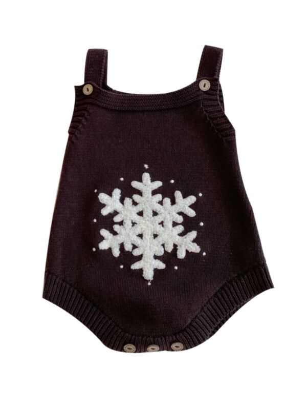 Baby Girl Snowflake Knitted Suspender Bodysuit Baby Rompers Wholesale 210125859
