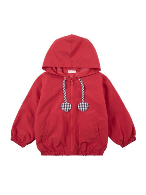 Kid Girl Love Heart Plaid Hooded Jacket