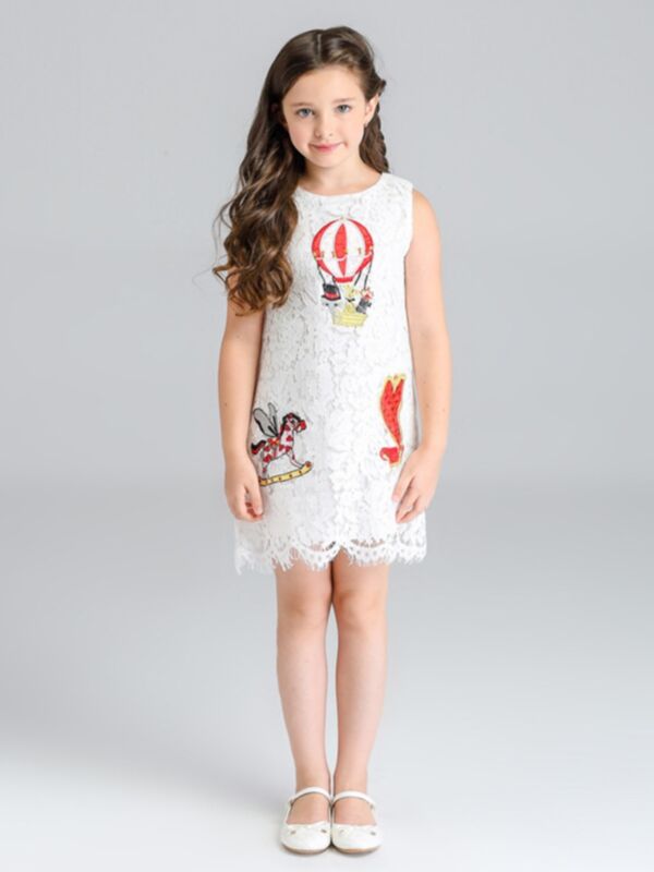 Kid Girl Hot Air Balloon Lace Sleeveless Dress