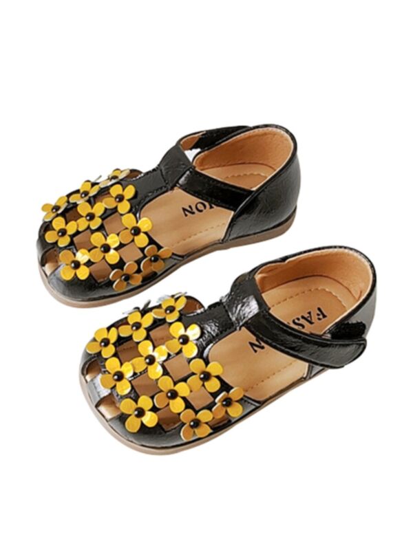 Girl Flower Pattern Closed-toed Sandals