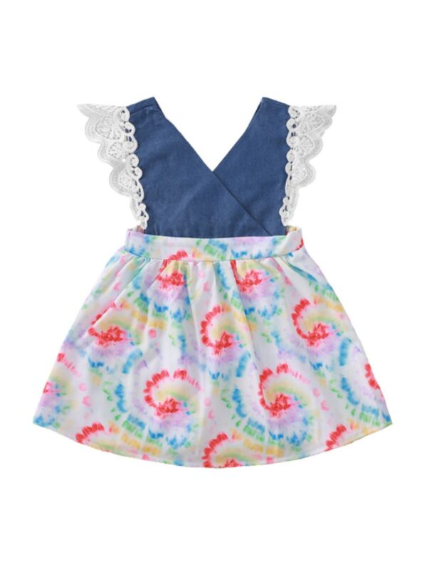 Baby Girl Lace Patchwork Tie Dye Dress
