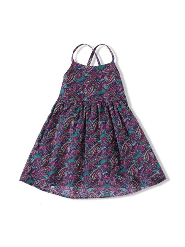 Kid Girl Boho Backless Suspender Dress