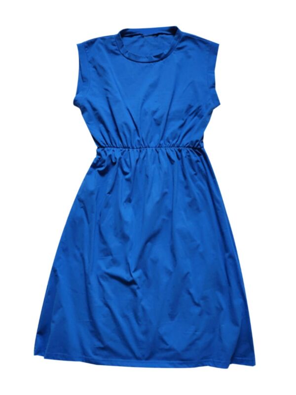 Kid Girl Solid Color Open Back Dress