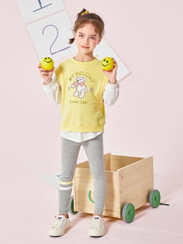 2 Pieces Kid Girl My Holiday Sweet Bear Top And Legging Pants Set
