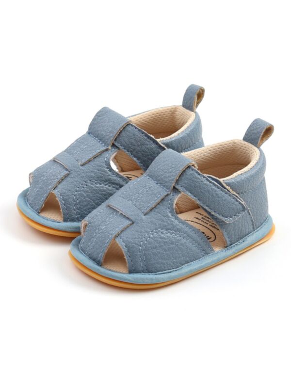 Baby PU Solid Color Close Toe Crib Sandals 