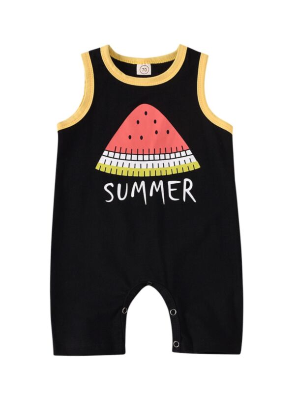 Sumer Watermelon Print Tank Jumpsuit For Baby
