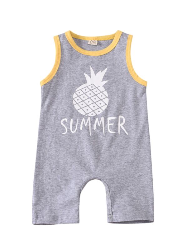 Sumer Pineapple Print Baby Tank Jumpsuit