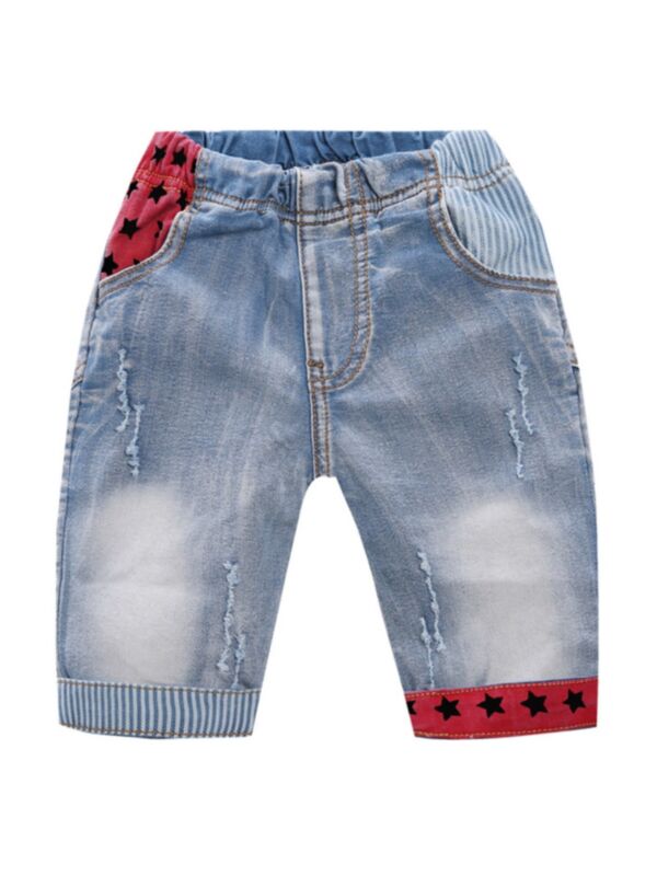 Kid Boy Hellow Star Stripe Denim Shorts