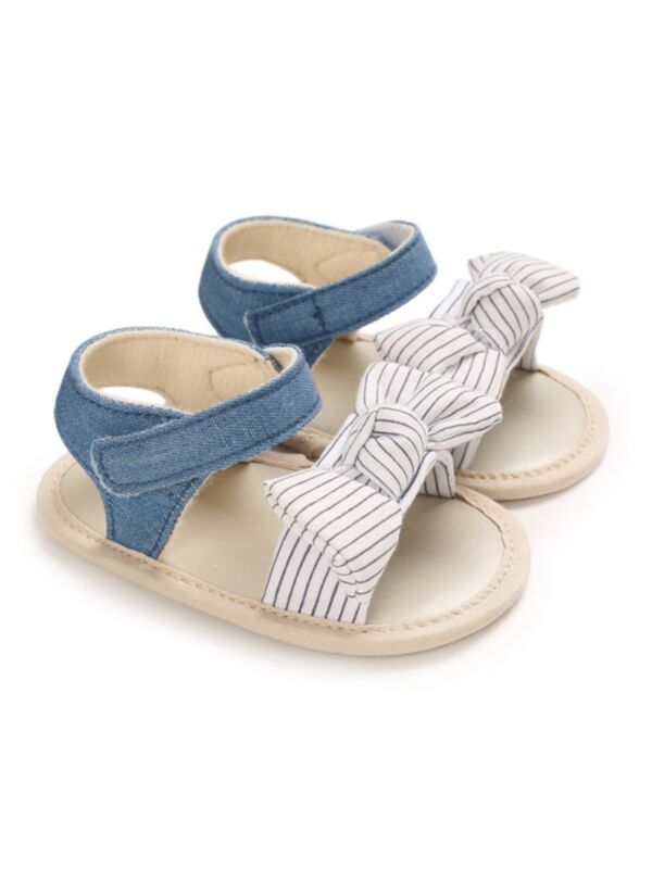 Baby Girl Stripe Bow Crib Sandals Wholesale Baby Shoes 210224112