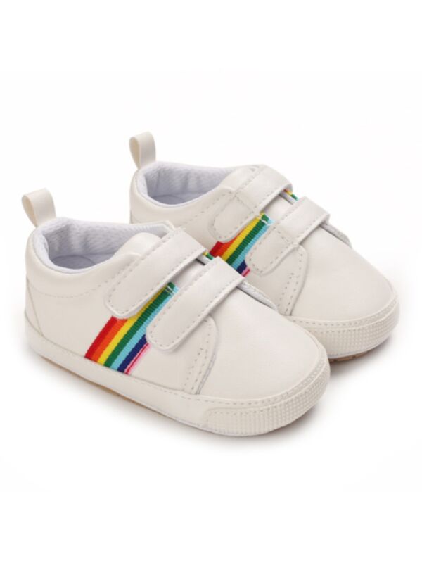 Baby Rainbow Stripe PU Prewalker Shoes