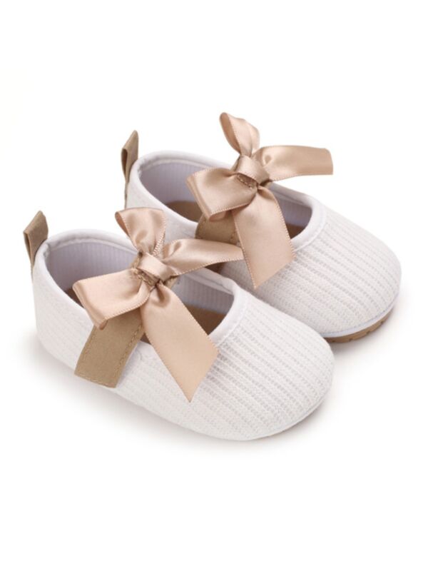 Baby Girl Bow Knit Solid Color Shoes