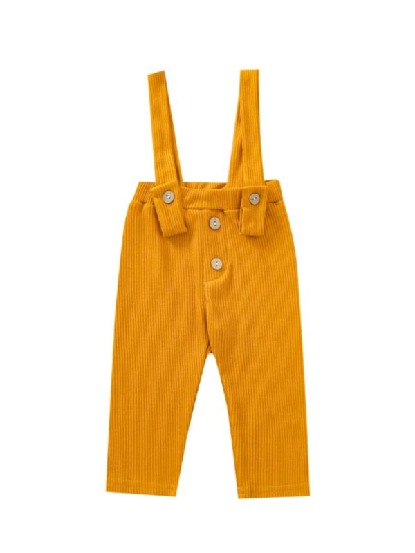 Baby Solid Color Ribbed Suspender Pants