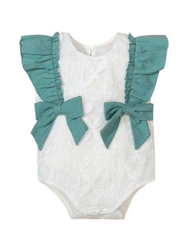 Infant Girl Bow Decor Lace Bodysuit