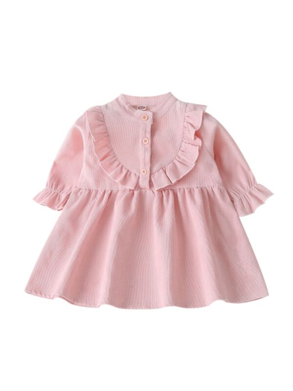 Baby Girl Corduroy Flounce Dress Pink 