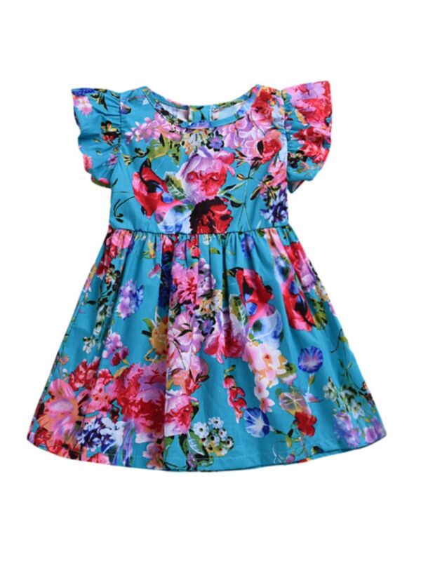 Baby Toddler Girl Flutter Sleeve Flower Graphic Dress