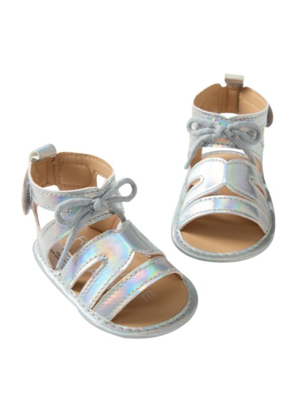 Infant Girl Solid Color Roman PU Prewalking Sandals