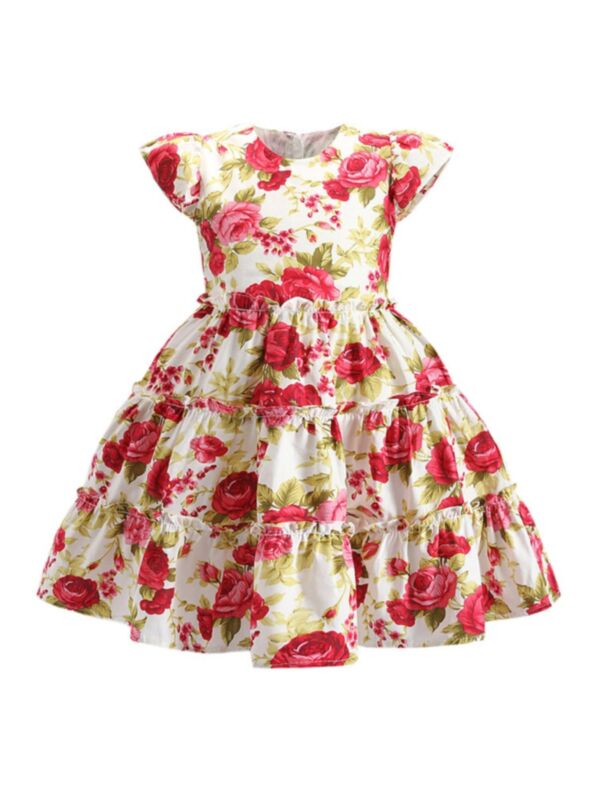 Summer Flower Print Dress For Girl
