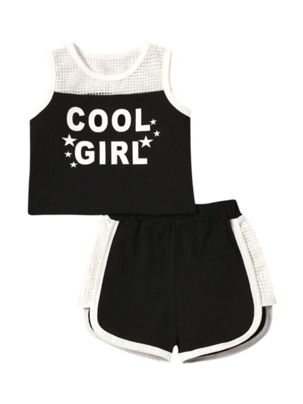 Two Pieces Hollow Out Cool Girl Set Tank Top With Shorts