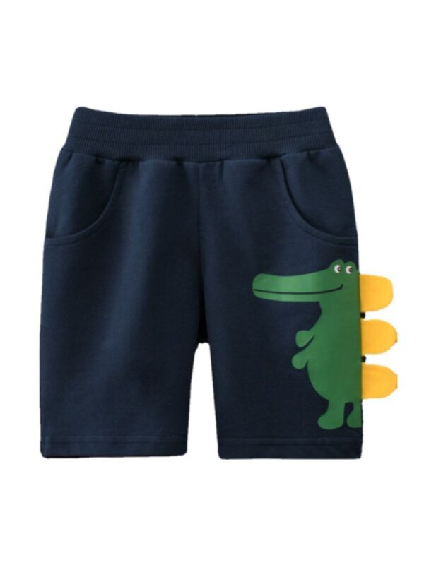 Cartoon Dinosaur Pattern Shorts For Boys