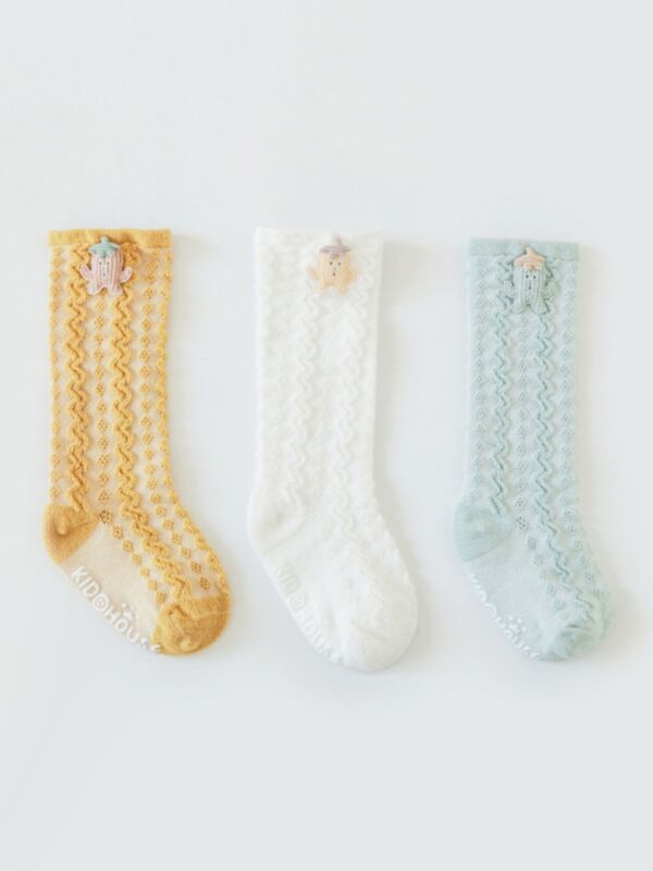 3-Pack Baby Kid Mesh Socks Summer Cartoon Pattern
