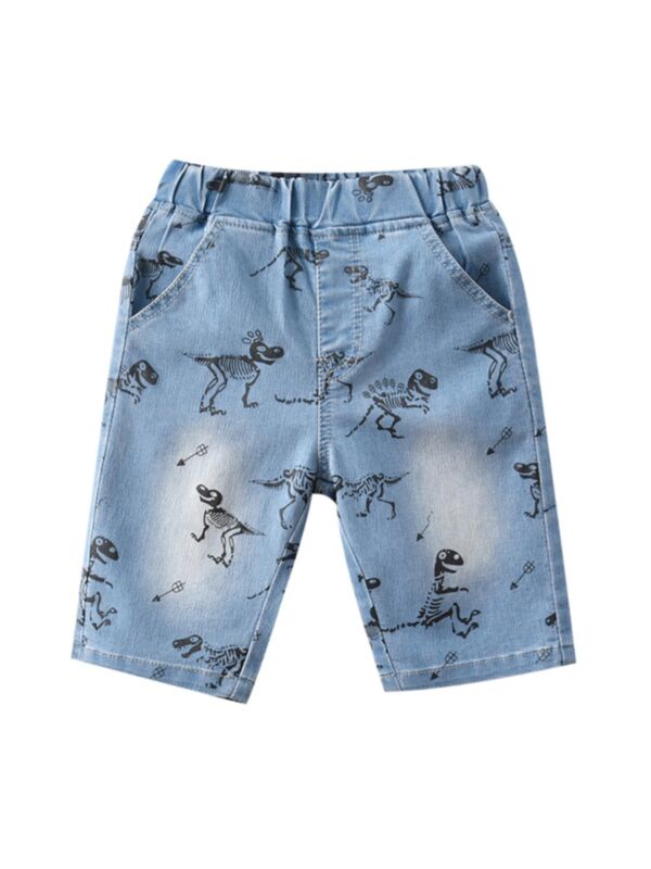 Boy Dinosaur Graphic Denim Shorts
