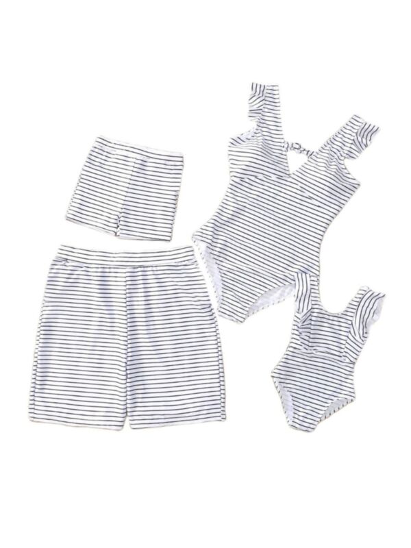 Stripe Pattern Swimsuit Family Matching Outfits