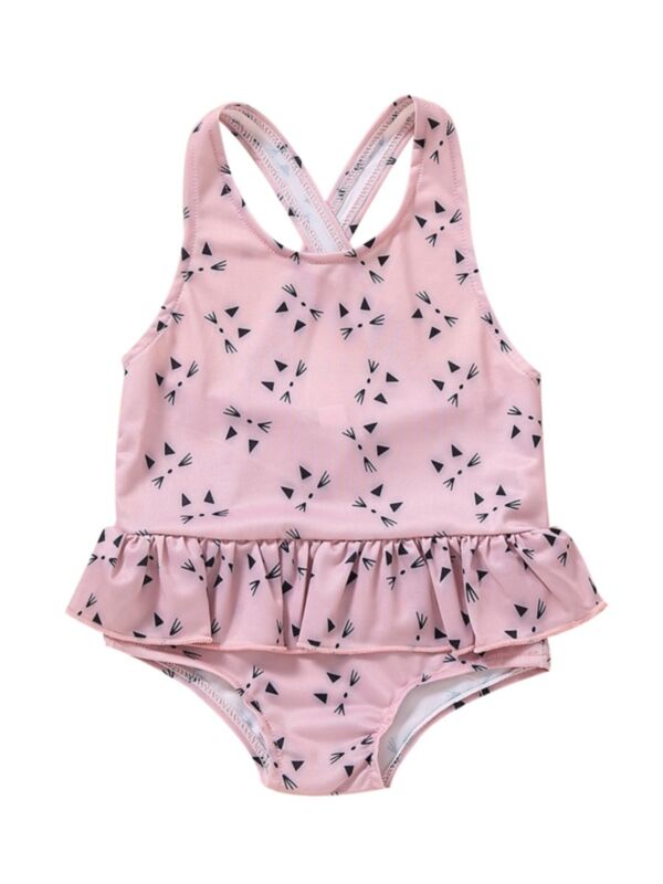 Toddler Girl Peplum Floral Print One Piece Swimwear