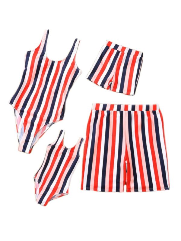 Family Matching Stripe Swimsuit 