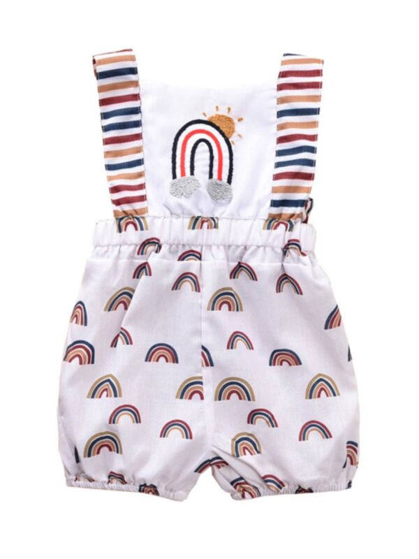 Baby Toddler Girl Rainbow Print Stripe Romper