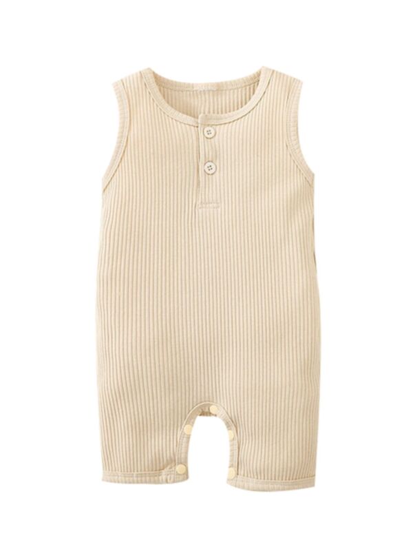 Solid Color Infant Ribbed Romper