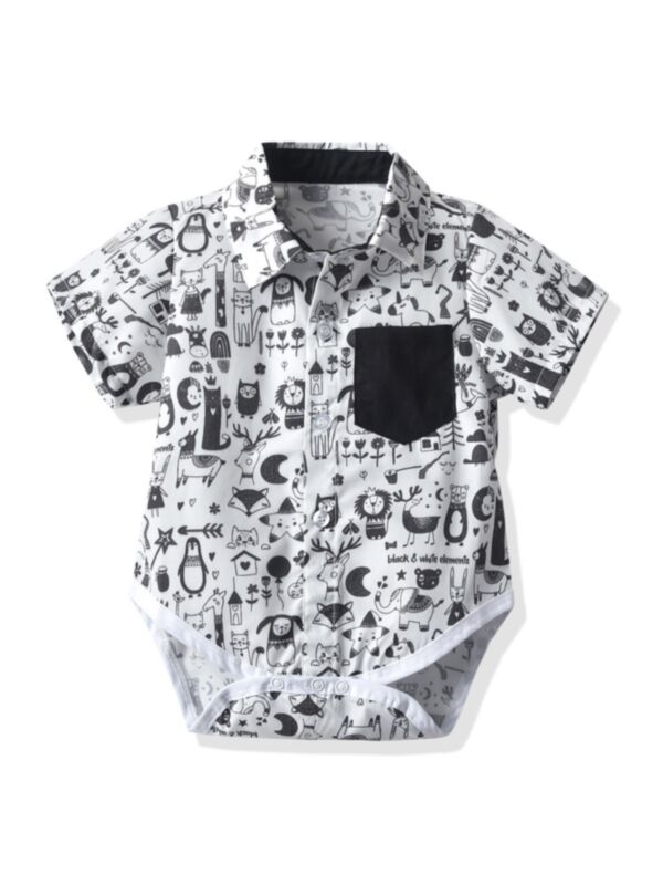 Animal Print Baby Boy Bodysuit Shirt