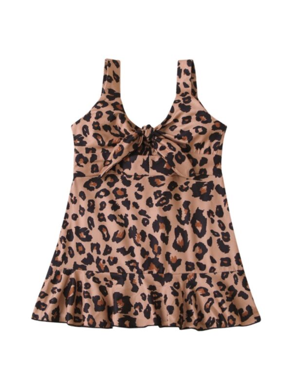 Baby Kid Girl Knot Leopard Print Cami Dress
