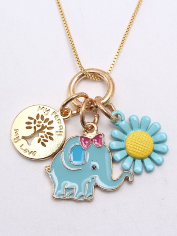 Girl Elephant Pendant Necklace 