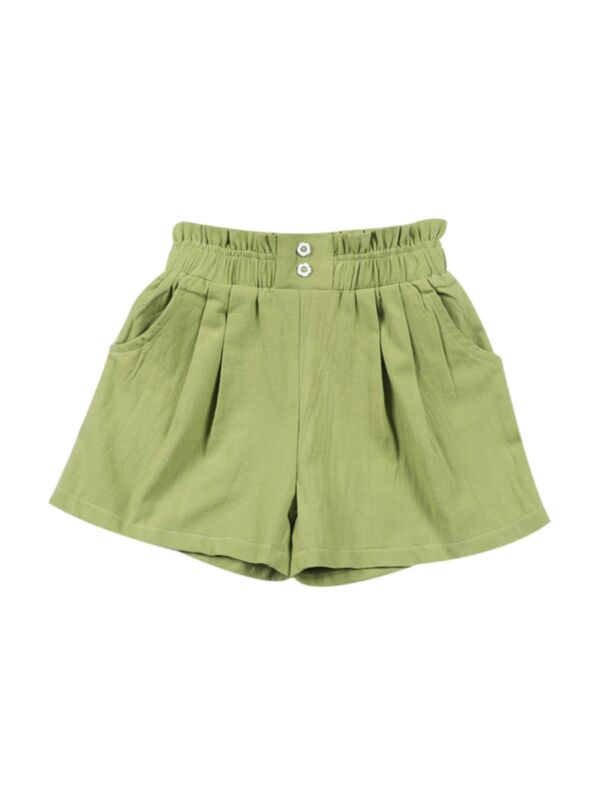 Kid Girl Solid Color Summer Shorts