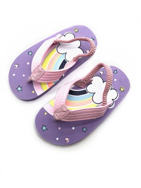 Little Girl Rainbow Star Print Beach Slippers